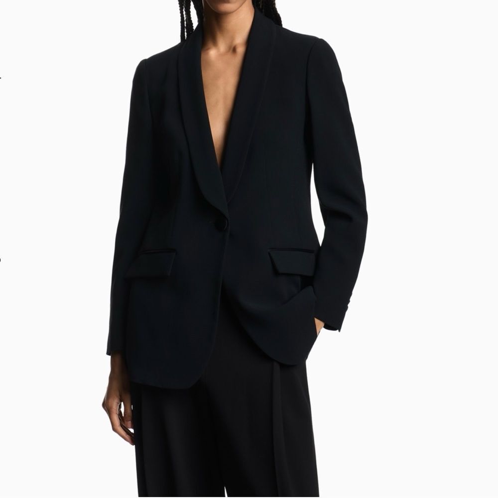 EMPORIO ARMANI Wool Blazer black long line Single Breast Classic jacket 38 2 XS